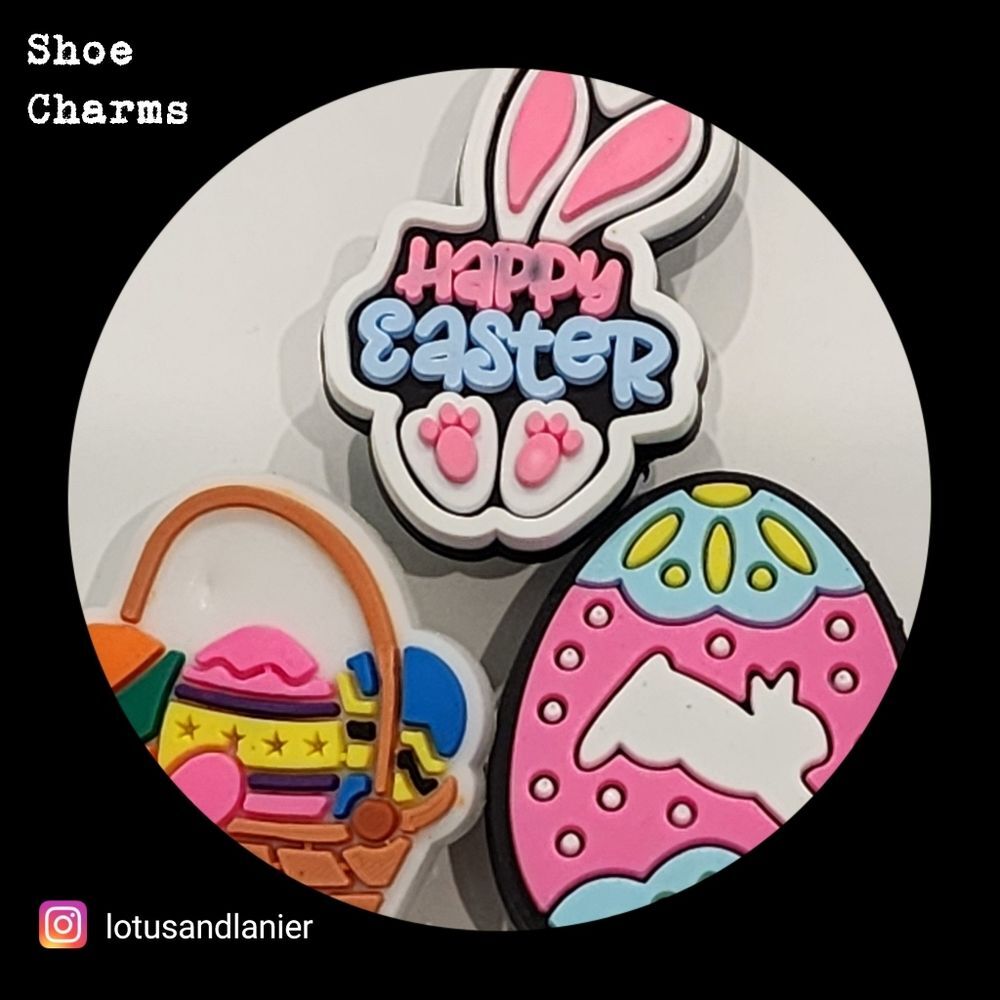 Shoe Charms "Happy Easter" Charms Set of 3
